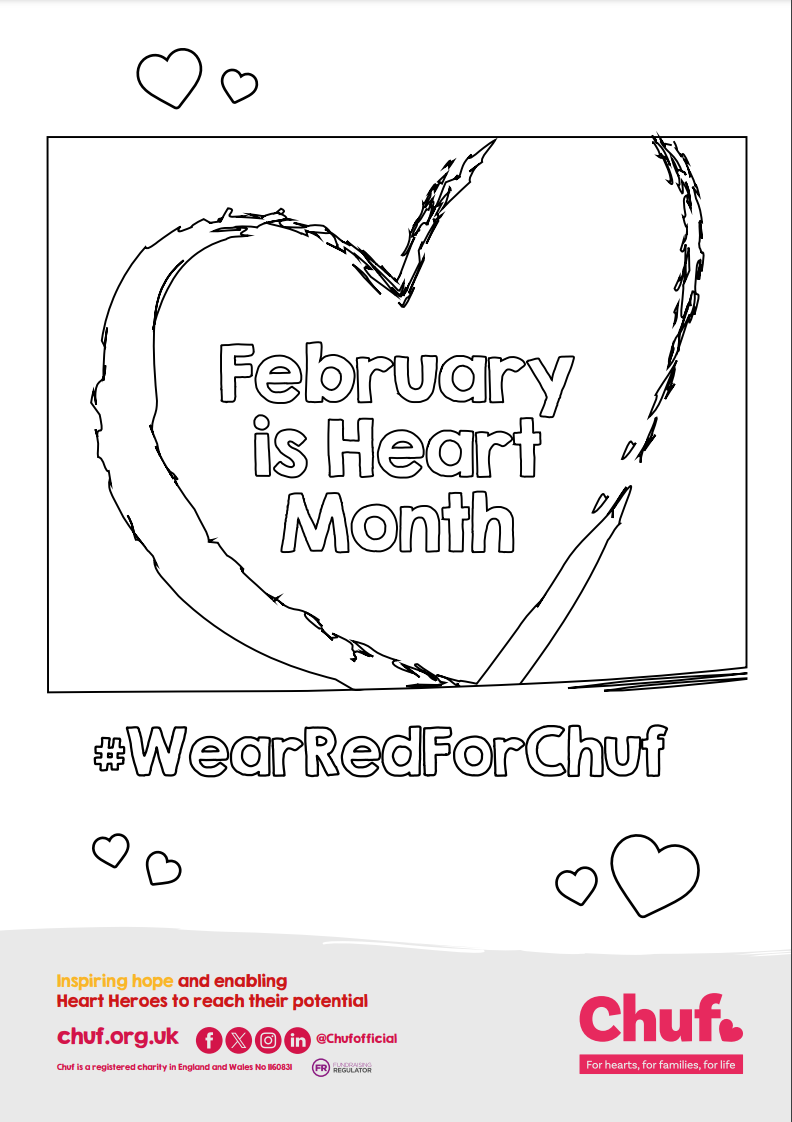 Wear Red for Chuf - Colouring In Sheets