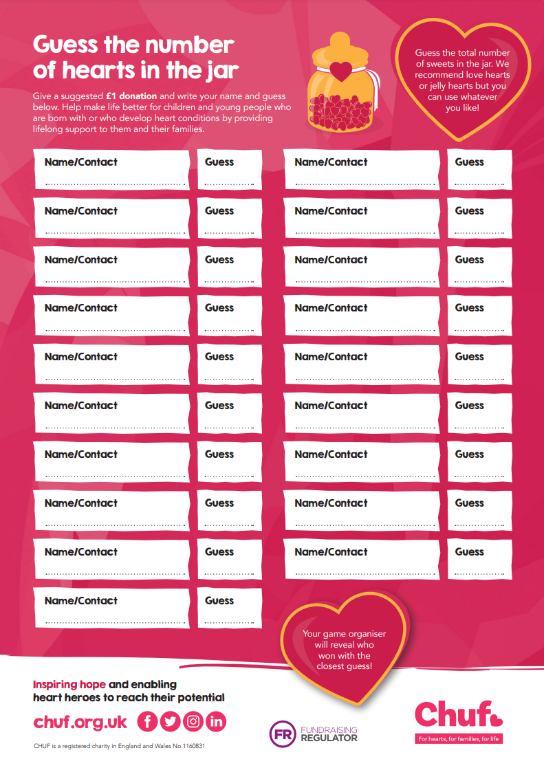 Fundraising Game - Guess the Number of Hearts in the Jar