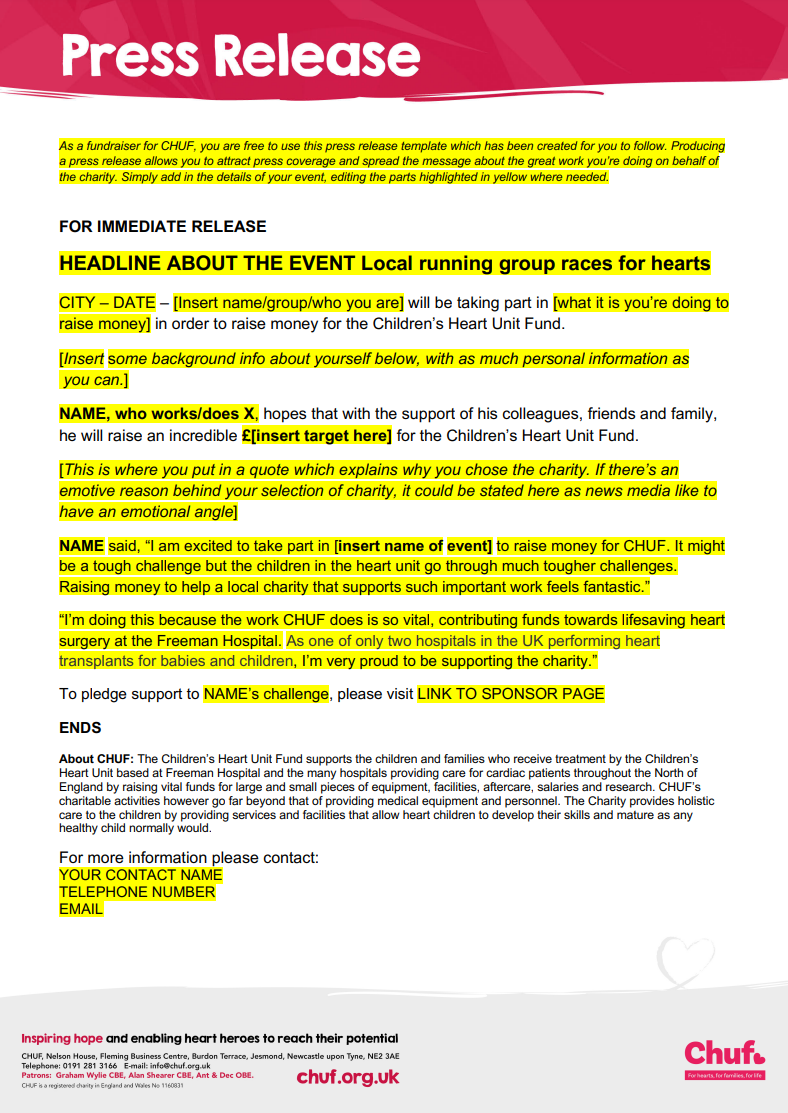 Press Release Template