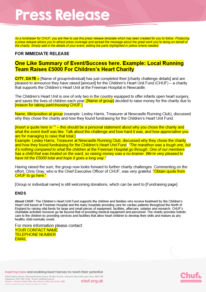 Post Press Release Template